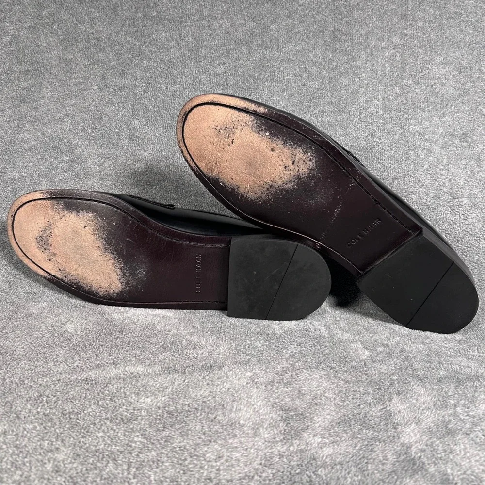 Cole Haan Penny Loafers Black Leather Moc Toe Slip On Dress Shoes Mens 13D 03503